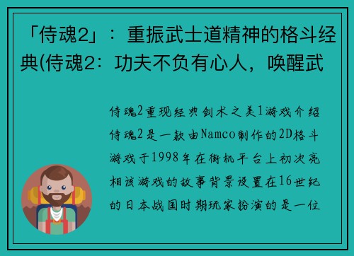 「侍魂2」：重振武士道精神的格斗经典(侍魂2：功夫不负有心人，唤醒武士道精神的经典之路)