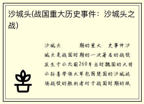 沙城头(战国重大历史事件：沙城头之战)